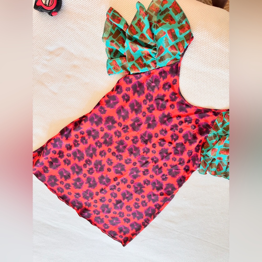 THU THU 100% Silk Colorful Mini Dress - Picture 11 of 16